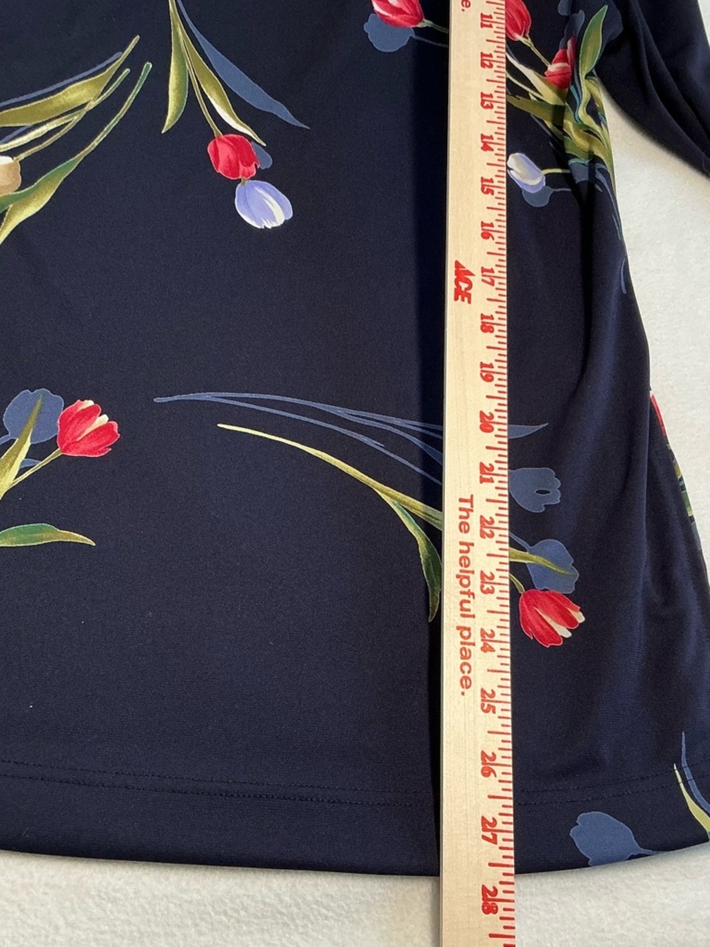 Susan Graver Navy Floral 3/4 Sleeve Tunic Top - Picture 5 of 10